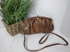 Vintage Susan Gail Shoulder Bag Genuine Snake Skin Clutch Brown  Spain 