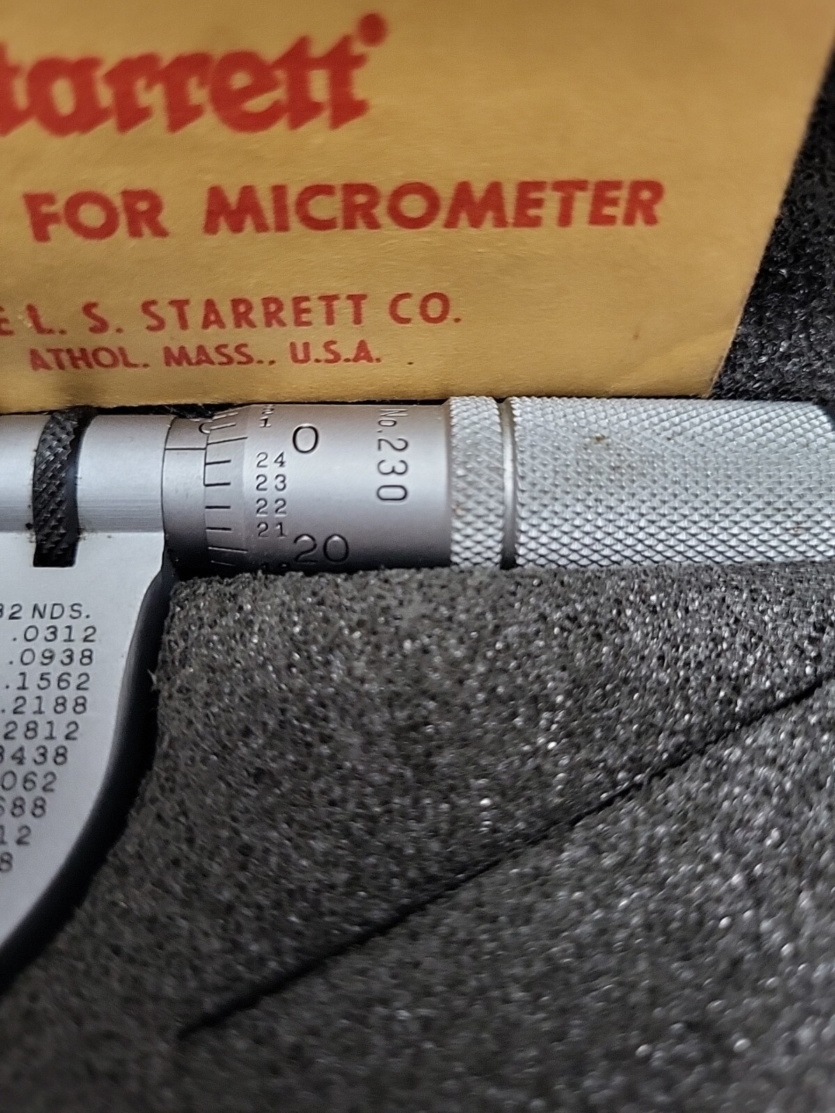 STARRETT NO. 230 MICROMETER , 01" , .0001" WITH CASE eBay