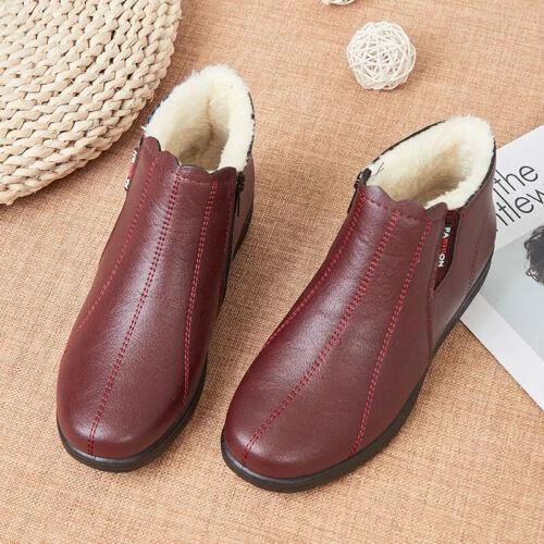 Womens Winter Comfort Warm Flat Round Toe Side Zip Solid Casual Color Boots Walk - Bild 11 von 18