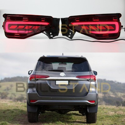 LED Reflector Rear Bumper Brake Light Accessories For Toyota Fortuner 2015-2020