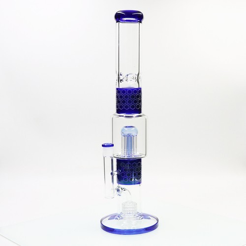 16'' Blue Jelly Fish Filter Glass WaterPipe Straight Bong with Bowl Eight Arms - 第 2/11 張圖片