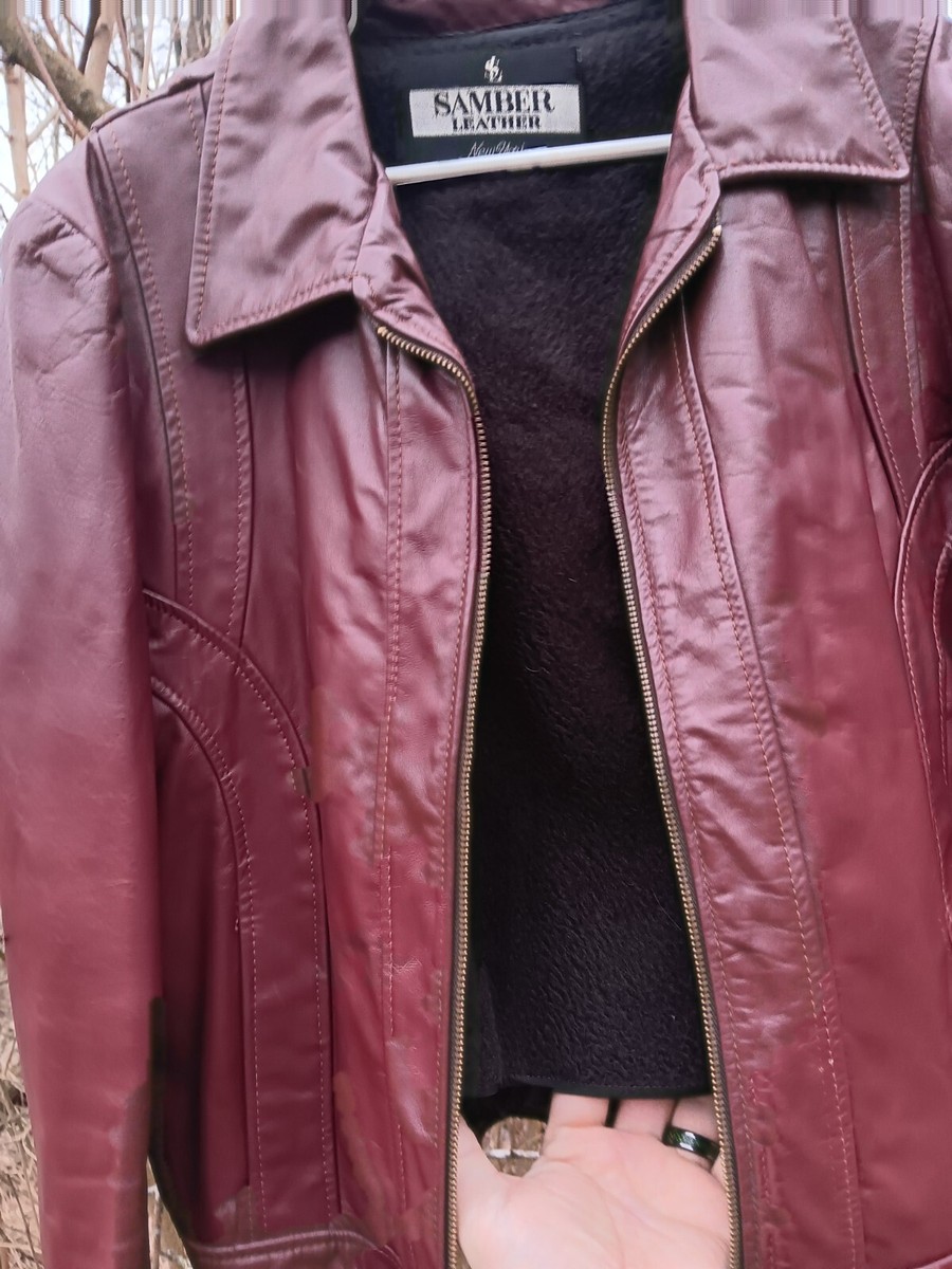 1980 mahogany brown SAMBER LEATHER jacket with zippered 1980 mahogany brown SAMBER LEATHER jacket with zippered