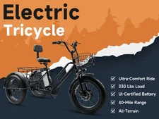 500W 48V 13A Electric Snow Trike 3 wheel e-bike 4.0 Fat Tire Trike E0