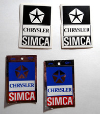 Set 4 adesivi pubblicitari Chrysler Simca logo auto d'epoca anni 70