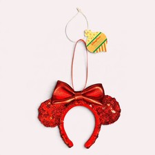 Disney Parks Red Minnie Mouse Ear Headband Ornament NEW