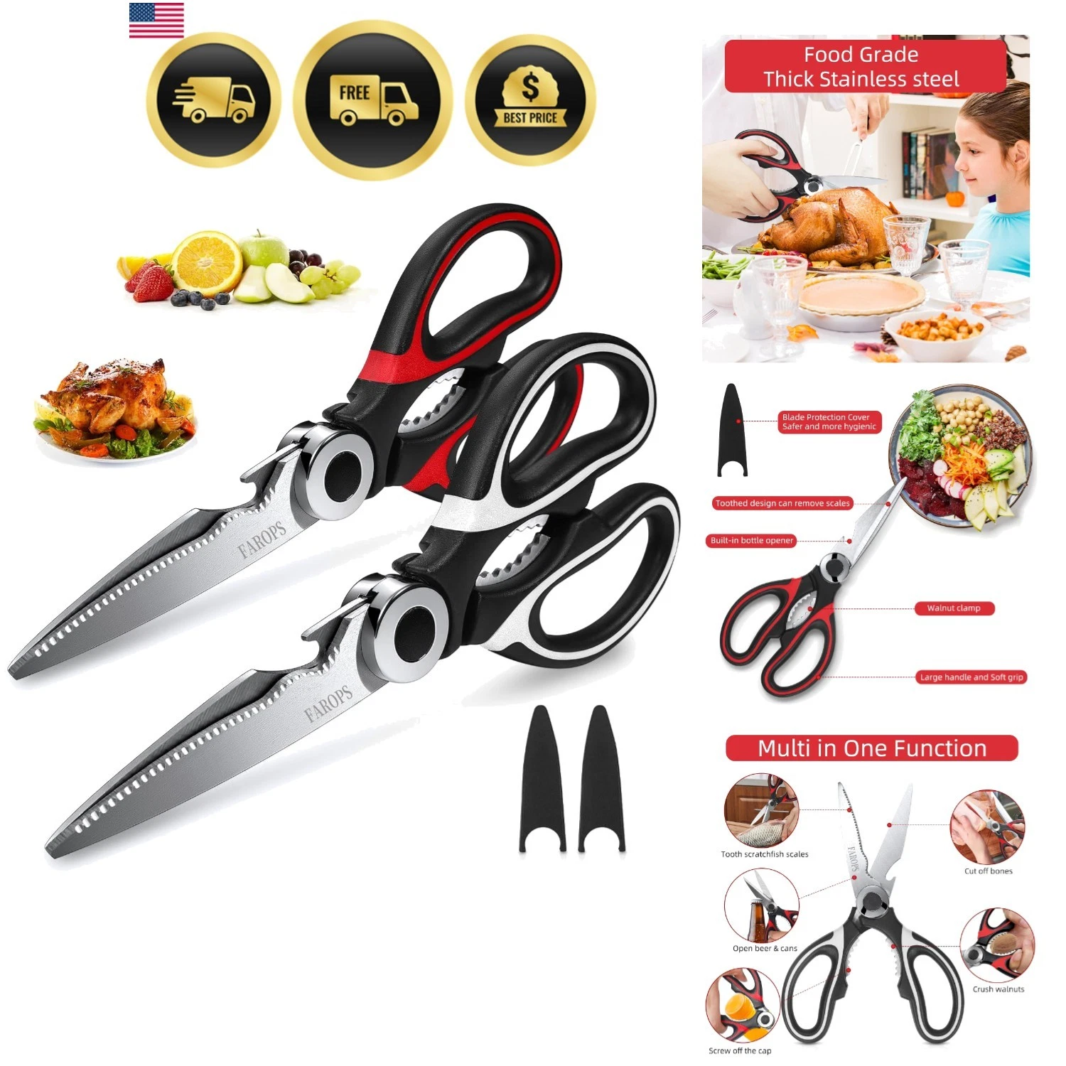 Kitchen Scissor For General Use 2-Packs,Heavy Duty Kitchen Raptor Meat Shears...
Opens in a new wind