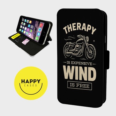 MOTORBIKE FREEDOM THERAPY - Kunstleder Klapp Handy Hülle Cover - iPhone/Samsung