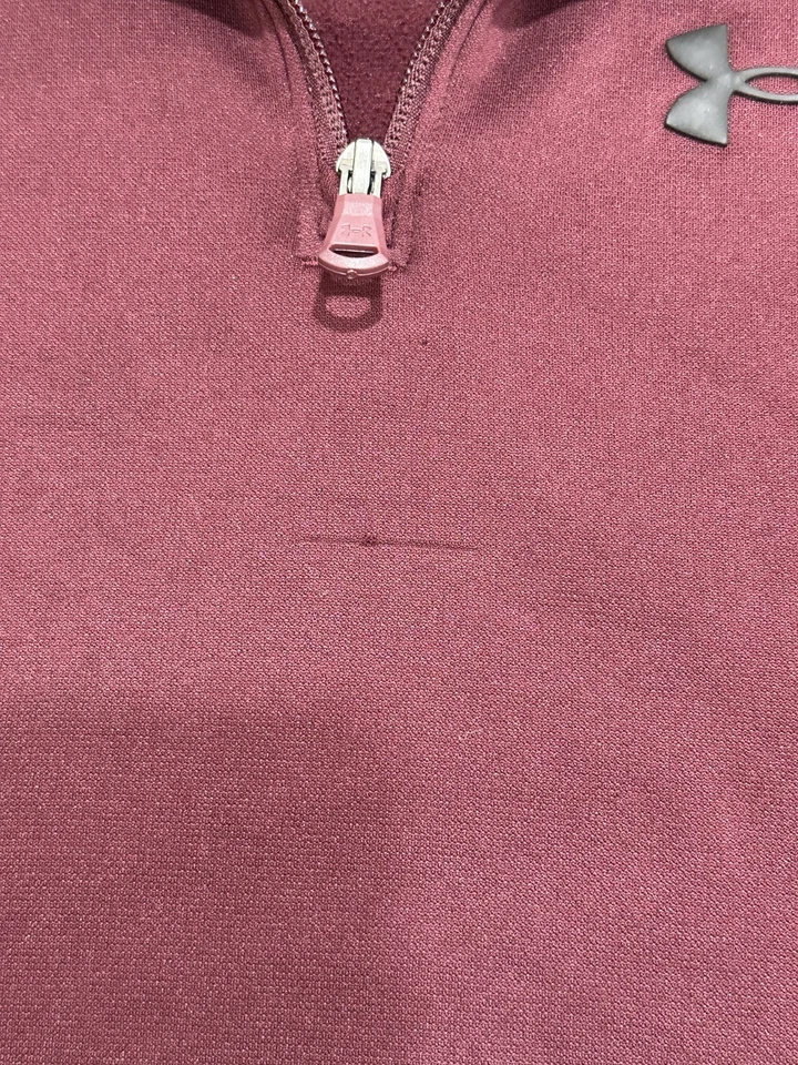 Pulôver feminino Under Armour tamanho médio marrom UA Tech 1/4 zíper manga longa falha - Imagem 4 de 4