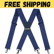 Men  s Heavy Duty Belt Loops X Back 2 Inch Wide Suspenders with 4 Snap Hooks