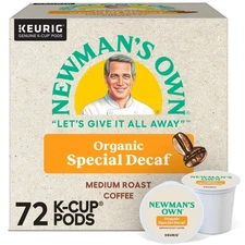Newman's Own Organics Special Decaf Coffee, Keurig K-Cup Pod, Medium Roast, 72ct