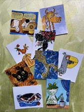 Stickers Of My Art Funny Farm Cow Dog Mermaid Cat