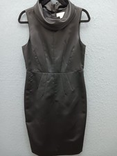 Michael Kors Women 10 Dress Black Solid Sleeveless Cowl Neck Sheath Midi Work