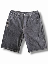Y2K Sean John Denim Carpenter Shorts Mens 36 Black Raw Denim Embroidered Logo