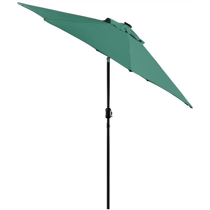 9ft Solar Lighted Market Umbrella W/ Tilt Water-Resistant Canopy 8 Rib Garden