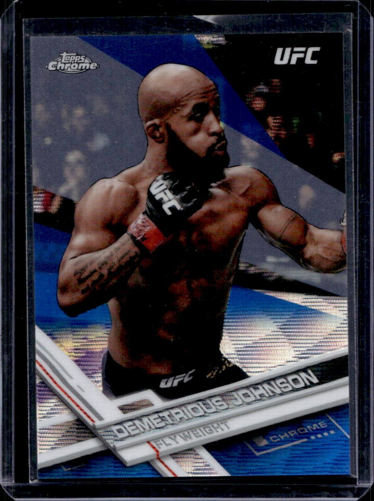 2017 Topps Chrome UFC Demetrious Johnson Blue Wave Refractor #/75