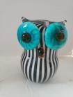 Vintage Owl Art Glass Hand Blown Murano Style   Big Eyes Heavy Swirl Stripe — photo 1