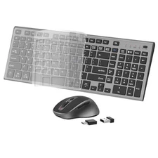 FENIFOX Wireless Keyboard and Mouse, Rechargeable USB C Combo Silent Black Grey