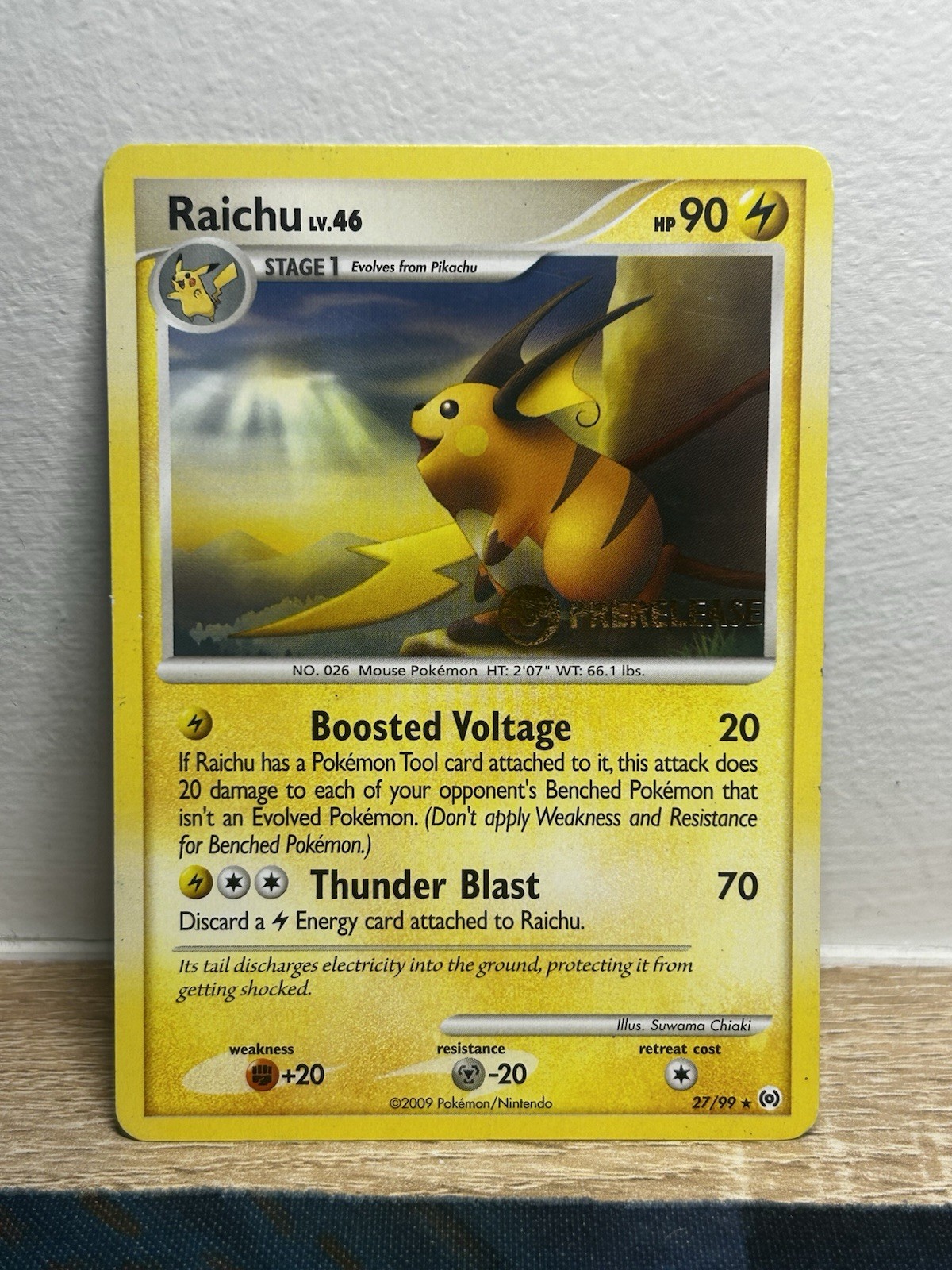Raichu 27/99 Platinum Arceus Prerelease Stamped Non Holo Promo Pokemon Card PL
