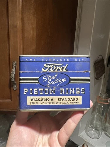 Vintage Ford Piston Rings Gas Oil Can Advertising Sign Ford Automobiles Dealer