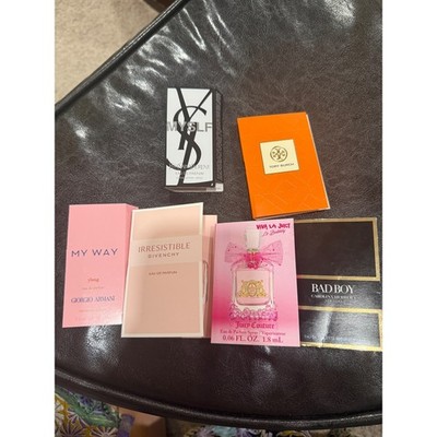 Designer Fragrance Sample Lot 6pc YSL MYSLF Armani Givenchy Juicy Herrera Tory