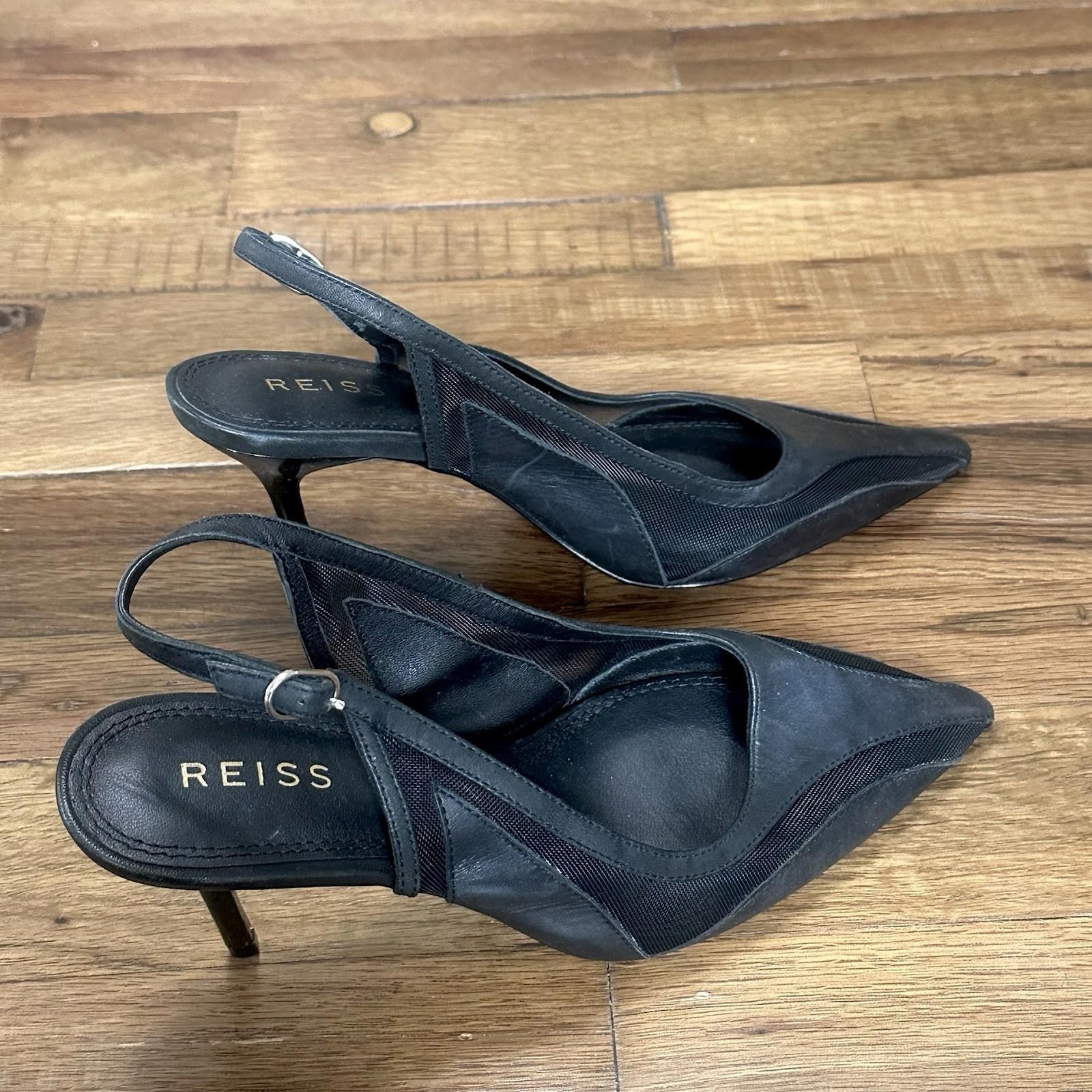 Reiss Ellie Slingback Pointed Toe Pumps in Black 6.5 image 9
