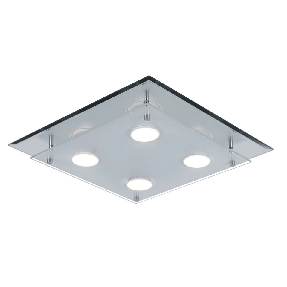 LED Soffitto Lampada Cromo Vetro Quadrati Salotto Sonno Ess Camera Lampada Luce - Immagine 2 di 4