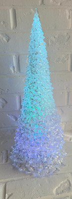 Christmas Tree Holiday Light Up Clear Color Changing LED Glitter Girly 19'' Party