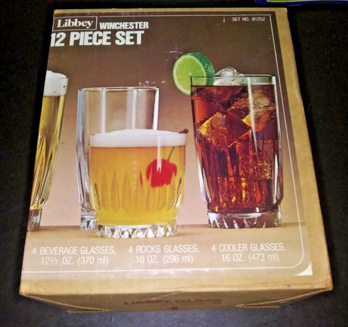 LIBBEY WINCHESTER Set of 12 Glasses 4-16oz Cooler 4-12oz Beverage 4-10oz Rocks