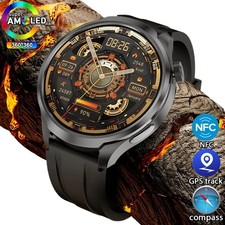 GPS Outdoor Smartwatch Men's 1.85" AMOLED HD Health NFC Sports Watch Android iOS