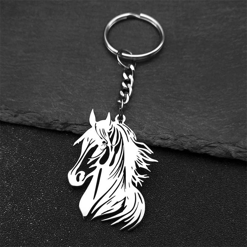 Western Equestrian Jewelry Silver Horse Head Key Ring