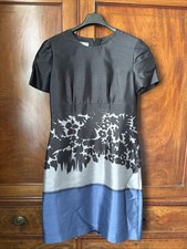Vintage Prada Milano Silk Shift Dress Black Floral Colour Block Short Sleeve￼S