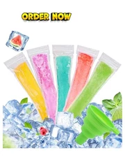 100 Pack Disposable Popsicle Mold Bags for Yogurt Ice Candy with Silicone Funnel