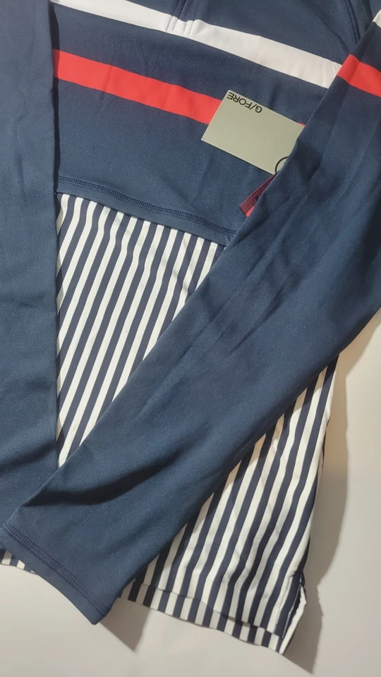 Nuevo con etiquetas Pullover G/Fore 1/4 Cremallera Mujer Pequeño Azul/Rojo/Rayas Blancas - Envío Gratis Foto 2 de 4