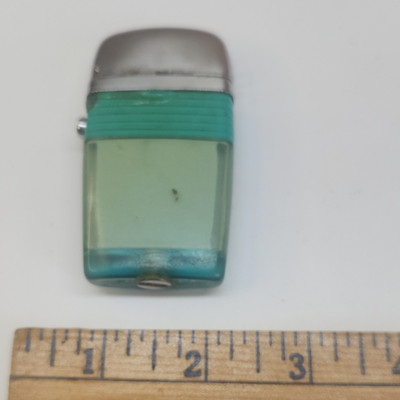 Scripto Vintage Lighter Green Transparent Body Collectible