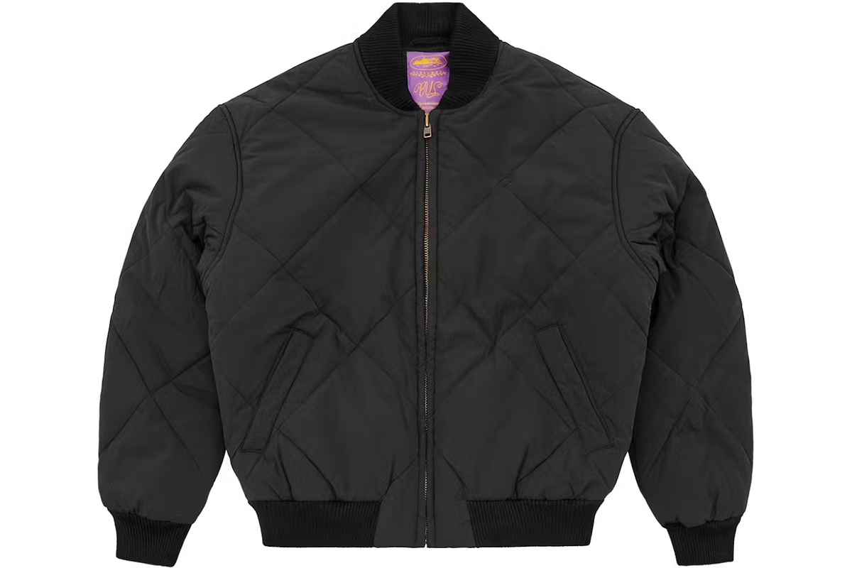 CORTEIZ CRTZ RTW OLDE ENGLISH QUILTED BOMBER JACKET SIZE LARGE
