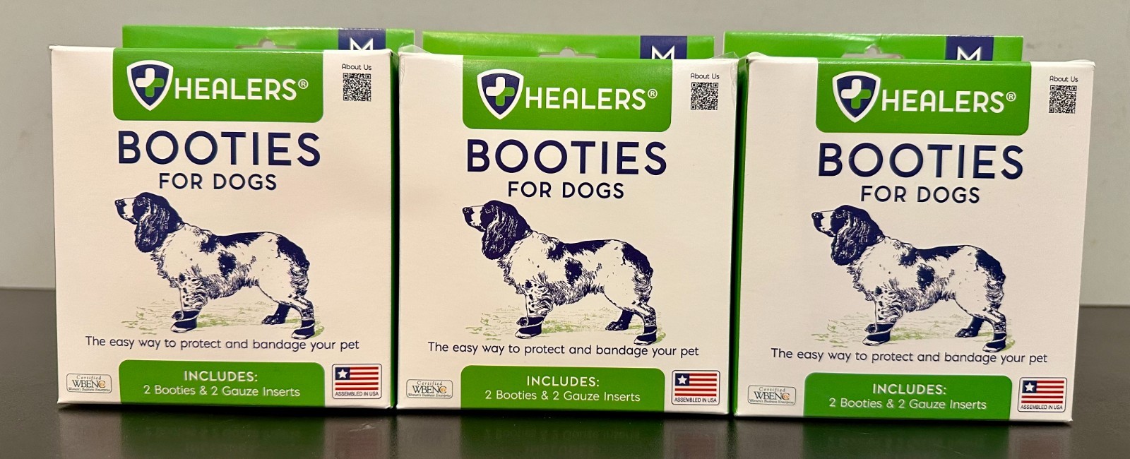 Healers Booties For Dogs Medium Size - 2 Booties & 2 Gauze Inserts 3 PACK *NEW*