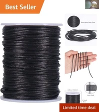 Ultra Soft 295 Feet Satin Nylon Rattail Cord, 2mm for Lanyards and Keychains