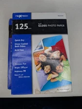 NexxTech  4 X 6 Gloss Photo Paper 125 count (NEW) Sealed Quick Dry Acid Free