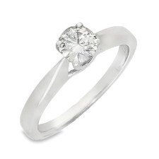 9ct White Gold Diamond Engagement Ring - Size O - 0.58ct