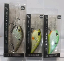 Lot of 3- 13 Fishing Troll Hunter 70 CrankBaits Lipped Bass Baits 2 3/4" Floats