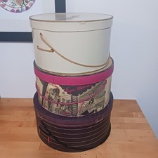 3 Vintage Stackable Hat Boxes Marche' Neiman- Marcus  Eugene Scherman New York