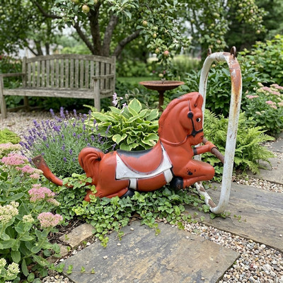 Vintage Miracle Equipment Co Playground Horse Ride On Swing Molded Plastic Red
