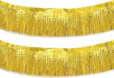 Gold Foil Fringe Garland 10FT 2packs, Metallic Foil Tinsel Fringe Banners for