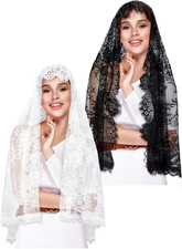 2 Pcs Catholic Mantilla Veil Church the First Communion Lace Veils Long Wedding