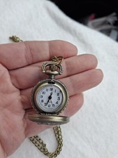 Butterfly Pocket Watch Quartz Flower Fashion Jewelry Necklace Floral Bronze Tone