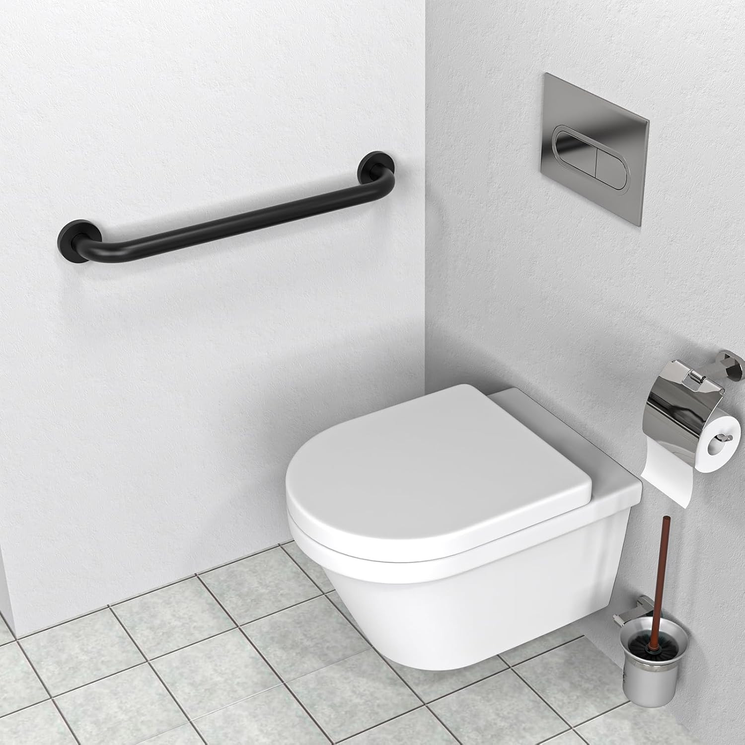 2 Pack 24 Inch Black Shower Grab Bars, ZUEXT Stainless Steel Bathroom Wall Grab