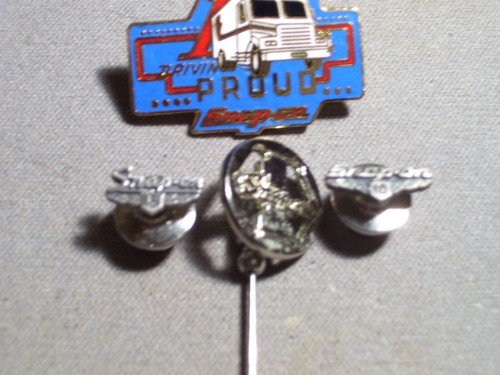 VINTAGE SNAP-ON TOOL SILVER SERVICE PINS, STICK PIN & 1989 SNAP ON PROUD BUTTON - Picture 2 of 2
