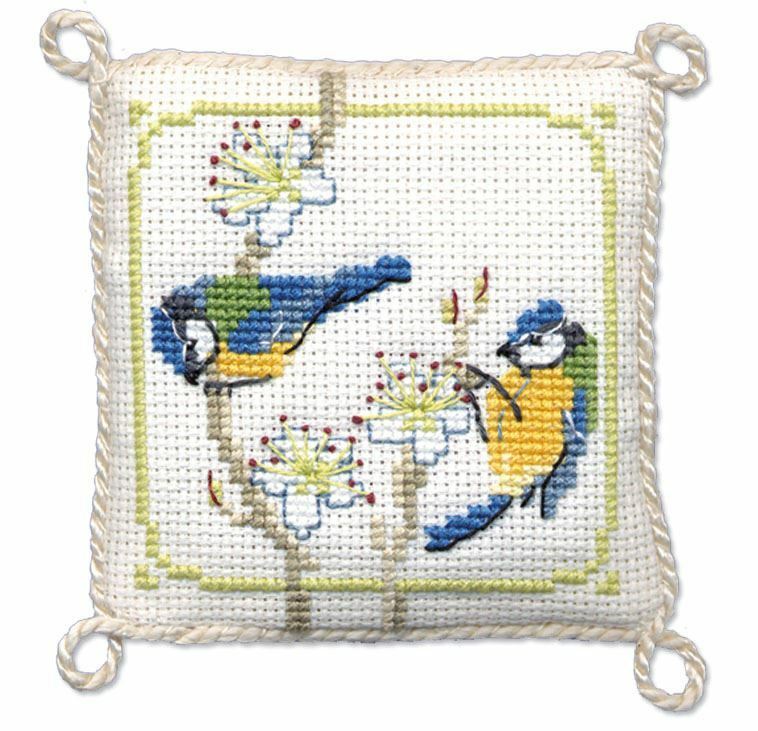 Bluetits Pincushion Cross Stitch Kit (Textile Heritage)