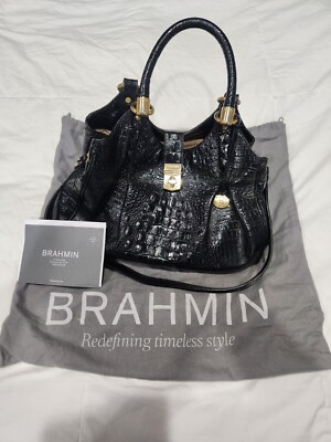 Brahmin Elisa Shoulder Bag in Black Melbourne Purse Handbag