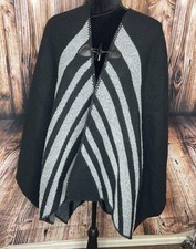 Soft Surroundings Whistler Cape Poncho Cape Black Gray One Size Acrylic
